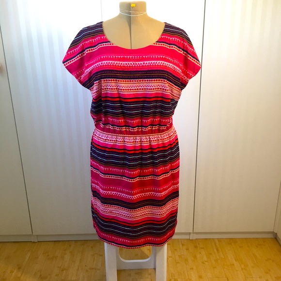 Merona Dresses & Skirts - Merona pink white blue striped dress Size XL